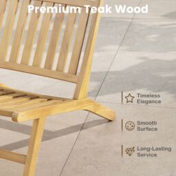 Gymax Mid Century Accent Chair Teak Wood Outdoor Reclining Chair in Light Khaki - thumbnail 5