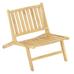 Gymax Mid Century Accent Chair Teak Wood Outdoor Reclining Chair in Light Khaki - thumbnail 1