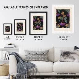 Artery8 Tree Vibrant Pochoir Pattern Vintage Framed Wall Art Print Eugene Seguy - Size: A4 - thumbnail 3
