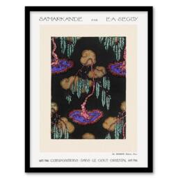 Artery8 Tree Vibrant Pochoir Pattern Vintage Framed Wall Art Print Eugene Seguy - Size: A4 - thumbnail 1