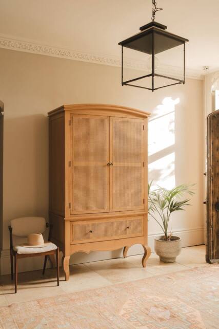 Statement Furniture Louis Large French Double Wardrobe with Rattan Cane Doors & Drawer in Brown - image 1