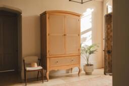 Statement Furniture Louis Large French Double Wardrobe with Rattan Cane Doors & Drawer in Brown - thumbnail 3