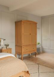 Statement Furniture Louis Large French Double Wardrobe with Rattan Cane Doors & Drawer in Brown - thumbnail 5