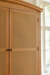 Statement Furniture Louis Large French Double Wardrobe with Rattan Cane Doors & Drawer in Brown - thumbnail 4