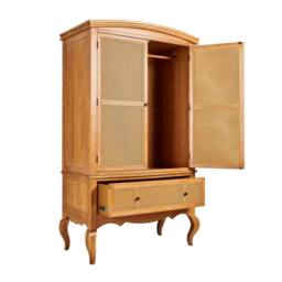 Statement Furniture Louis Large French Double Wardrobe with Rattan Cane Doors & Drawer in Brown - thumbnail 6