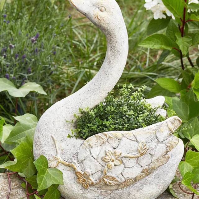 Wyld and Coco White Swan Planter with Copper Accents 40cm - image 1
