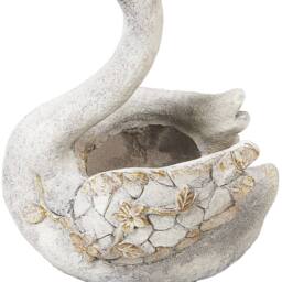 Wyld and Coco White Swan Planter with Copper Accents 40cm - thumbnail 7
