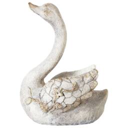 Wyld and Coco White Swan Planter with Copper Accents 40cm - thumbnail 3