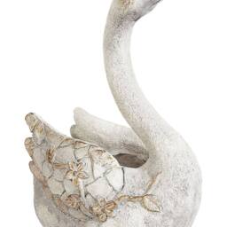 Wyld and Coco White Swan Planter with Copper Accents 40cm - thumbnail 2