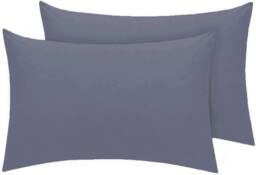 Homes-Linen Premium Percale Pillowcases 180 Thread Count Hotel Quality 2 Pack Set in Grey - Size: Standard Pillow Case - thumbnail 1