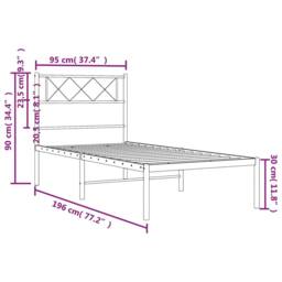 Berkfield Home Metal Bed Frame with Headboard White 90x190 cm Single - thumbnail 9