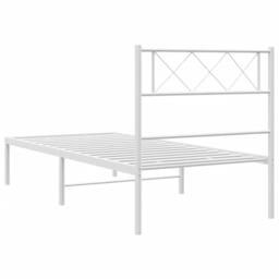 Berkfield Home Metal Bed Frame with Headboard White 90x190 cm Single - thumbnail 7