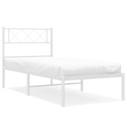 Berkfield Home Metal Bed Frame with Headboard White 90x190 cm Single - thumbnail 3