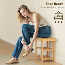 Wyld Haus Tono Keel Bamboo 2 Tier Shoe Storage Bench Natural - thumbnail 6