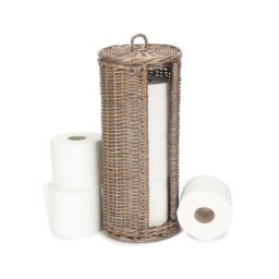 Red Hamper Open Round Rattan 3 Toilet Roll Holder in Natural - thumbnail 1