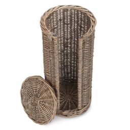 Red Hamper Open Round Rattan 3 Toilet Roll Holder in Natural - thumbnail 5