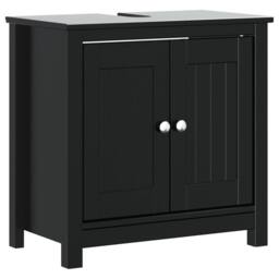 Berkfield Home 3 Piece Bathroom Furniture Set BERG Black Solid Wood Pine - thumbnail 4