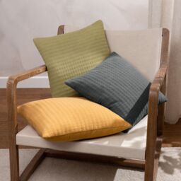 Yard Hush Stitched 100% Cotton Cushion in Yellow - Size: 45 cm x 45 cm - thumbnail 5