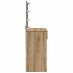Berkfield Home Dressing Table with Mirror & LEDs Artisan Oak Engineered Wood in Brown - thumbnail 6