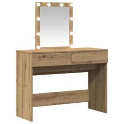 Berkfield Home Dressing Table with Mirror & LEDs Artisan Oak Engineered Wood in Brown