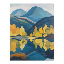 "Artery8 Lake District Cumbria Artwork Summer Hills Forest Wall Art Print in Blue - Size: W24"" x H32""" - thumbnail 1