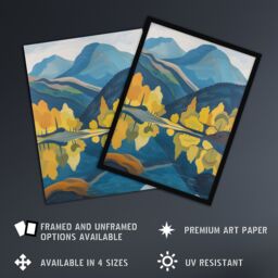 "Artery8 Lake District Cumbria Artwork Summer Hills Forest Wall Art Print in Blue - Size: W24"" x H32""" - thumbnail 2