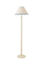 ValueLights Bobbin Colour Trim Linen Shade Cream Bobble Floor Lamp in Baby Blue - thumbnail 6