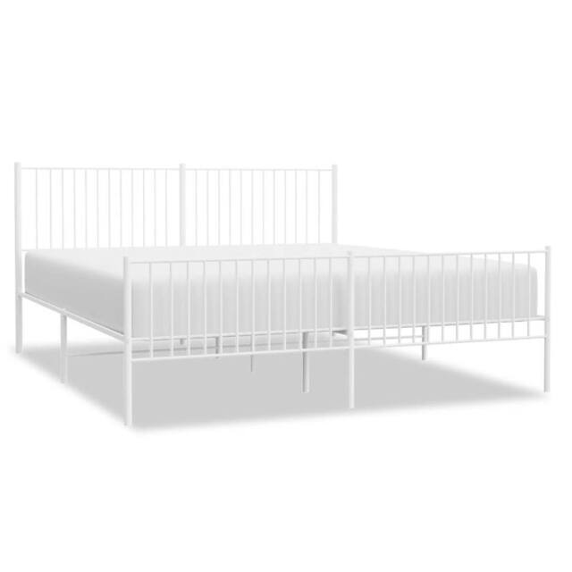 Berkfield Home Metal Bed Frame with Headboard & Footboard White 200x200 cm - image 1