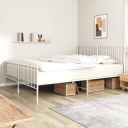 Berkfield Home Metal Bed Frame with Headboard & Footboard White 200x200 cm - thumbnail 2