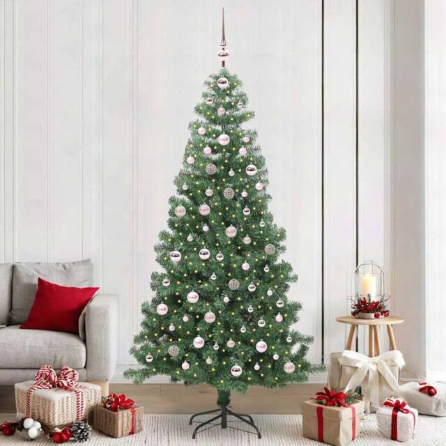 Berkfield Home Christmas Tree with 300 LEDs with Stand Green 240 cm PVC - image 1