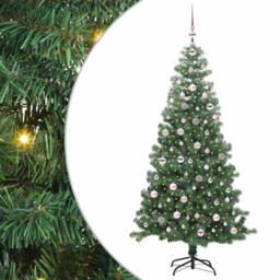 Berkfield Home Christmas Tree with 300 LEDs with Stand Green 240 cm PVC - thumbnail 2