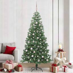 Berkfield Home Christmas Tree with 300 LEDs with Stand Green 240 cm PVC - thumbnail 1