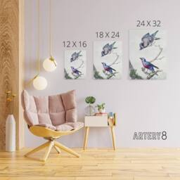"Artery8 Blue Jay & a Purple Breasted Cotinga Schouman Canvas Wall Art Print in White - Size: W18"" x H24""" - thumbnail 4