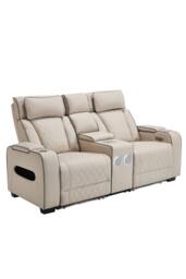More4Homes Capri Electric Recliner 2 Seater Sofa w Bluetooth speakers & Charging in Beige - thumbnail 2