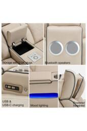 More4Homes Capri Electric Recliner 2 Seater Sofa w Bluetooth speakers & Charging in Beige - thumbnail 9