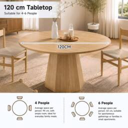 ModernLuxe Round dining table 120x120cm for 4-6 people with wood design in Natural - Size: 120x120 cm - thumbnail 8