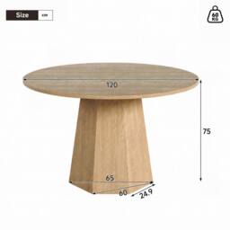 ModernLuxe Round dining table 120x120cm for 4-6 people with wood design in Natural - Size: 120x120 cm - thumbnail 5