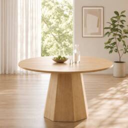 ModernLuxe Round dining table 120x120cm for 4-6 people with wood design in Natural - Size: 120x120 cm - thumbnail 2