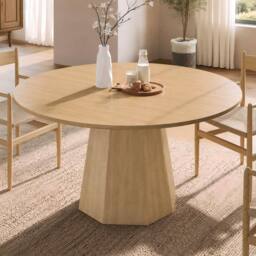 ModernLuxe Round dining table 120x120cm for 4-6 people with wood design in Natural - Size: 120x120 cm - thumbnail 9
