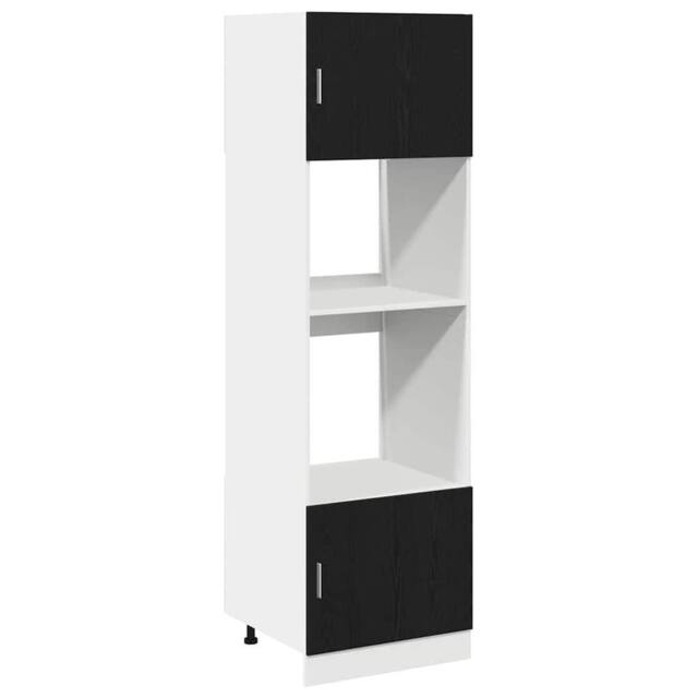 Berkfield Home Microwave Cabinet Black Oak 60x57x207 cm Engineered Wood - Size: 60 x 57 x 207 cm - image 1