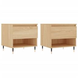 Berkfield Home Modern Coffee Tables 2 pcs Sonoma Oak 50x46x50 cm Engineered Wood in Tan - Size: 50 x 46 x 50 cm - thumbnail 3