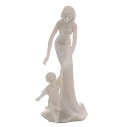 Mother Teaching Child To Walk White Portrait Figurine
