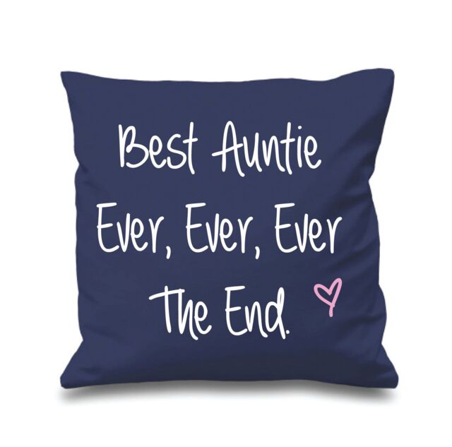 60 SECOND MAKEOVER Best Auntie Ever Ever Ever The End Cushion Cover in Navy - Size: 40 cm x 40 cm