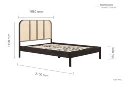 Birlea Rattan Bed Frame Margot Bedstead in Black - Size: Super King - thumbnail 6