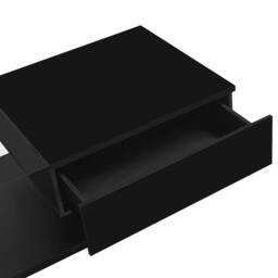 Merax 105cm High-Gloss Coffee Table with Tempered Glass & LED Lights in Black - thumbnail 9
