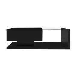 Merax 105cm High-Gloss Coffee Table with Tempered Glass & LED Lights in Black - thumbnail 5