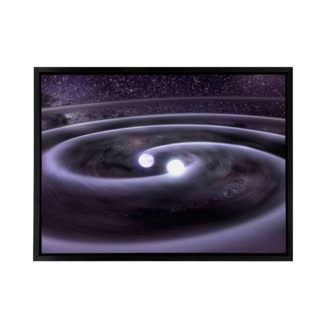 "Artery8 Space NASA Binary White Dwarf Stars Framed Canvas Wall Art Print in Grey - Size: W12"" x H16""" - image 1