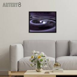 "Artery8 Space NASA Binary White Dwarf Stars Framed Canvas Wall Art Print in Grey - Size: W12"" x H16""" - thumbnail 3