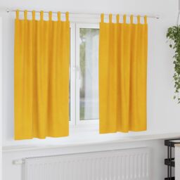 Berkfield Home Blackout Curtains with Hanging Loops 2 pcs Mustard Yellow Velvet