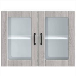 Berkfield Home Kitchen Wall Cabinet with Glass Door Lucca Grey Sonoma Engineered Wood - thumbnail 6